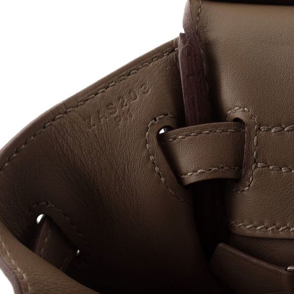 Hermes Birkin Handbag Grey Doblis Suede with Swift with Palladium Hardware 25 - Picture 9 of 9